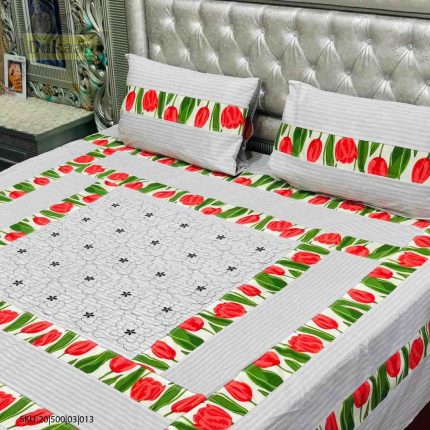 3 Piece Bedsheet with color full flower patterns
