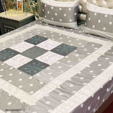 3 Piece Bedsheet with White Dots