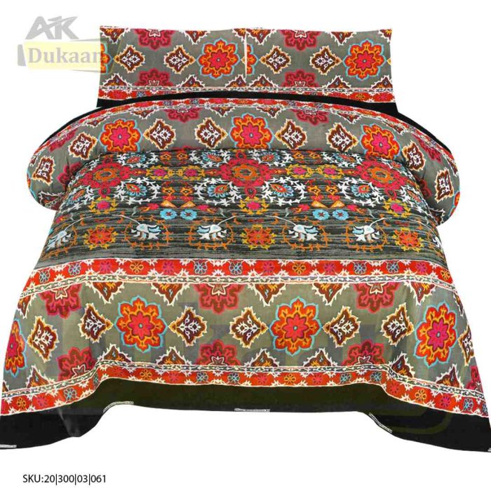 3 Piece Multi colour Cotton Bedsheet