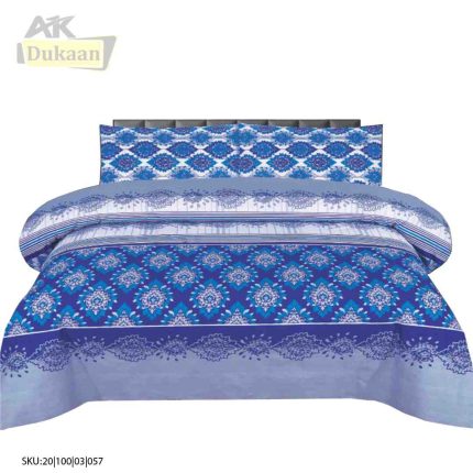 3 Piece Bedsheet White and Blue