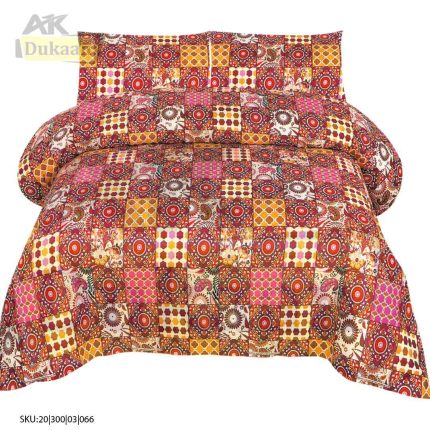 3 Piece Bedsheet with Pink Check Print