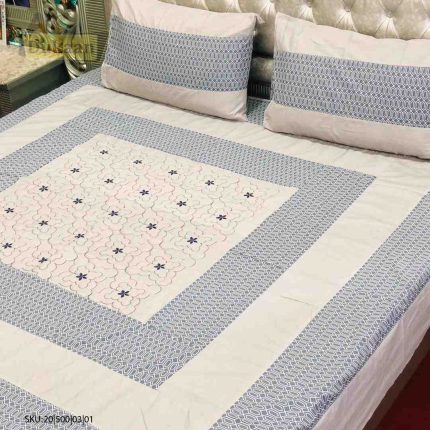 3 Piece Bedsheet Grey and Off-White