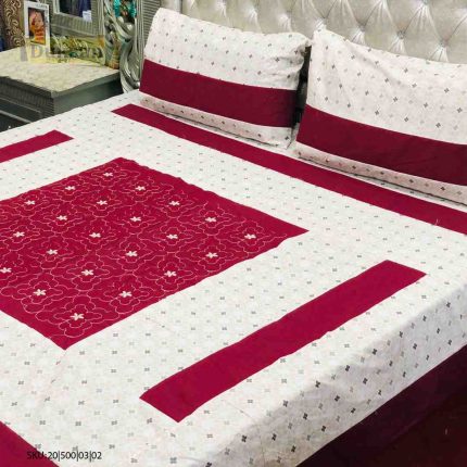 3 Piece Red and White Bedsheet