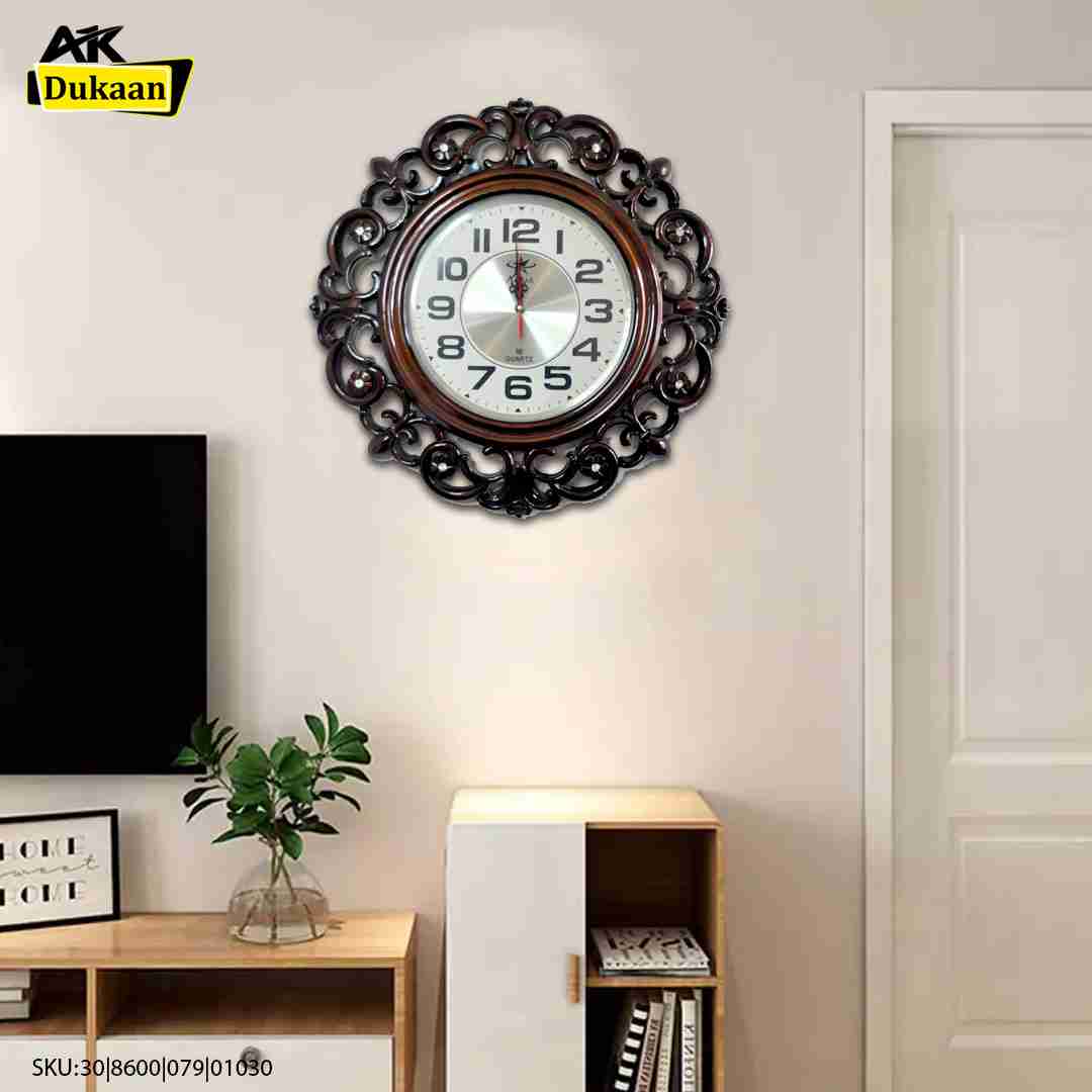 Wall Clock Brown and Silver