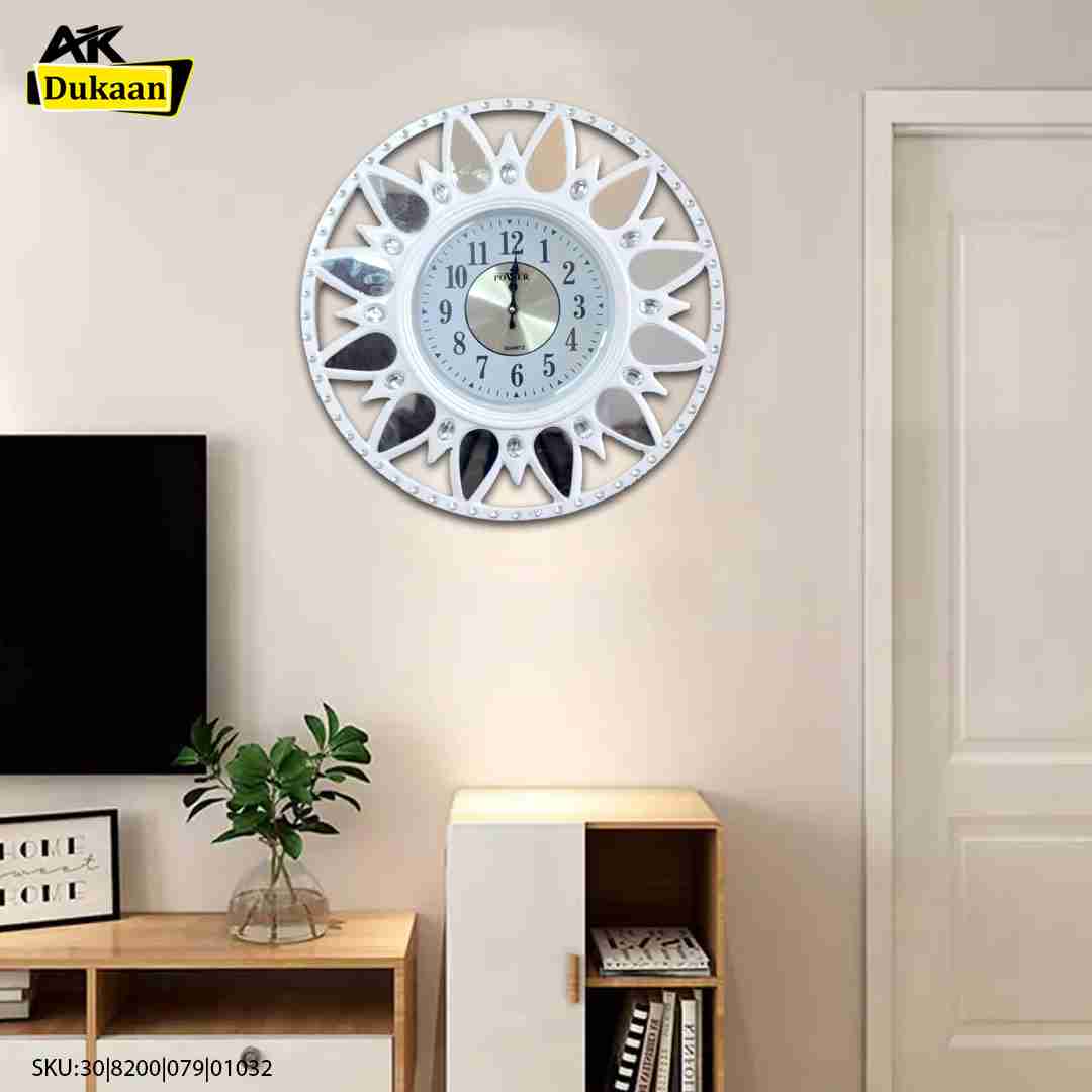 White and Silver Wall Clock