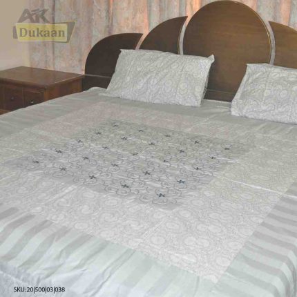 3 Piece Bedsheet with Grey Floral Print